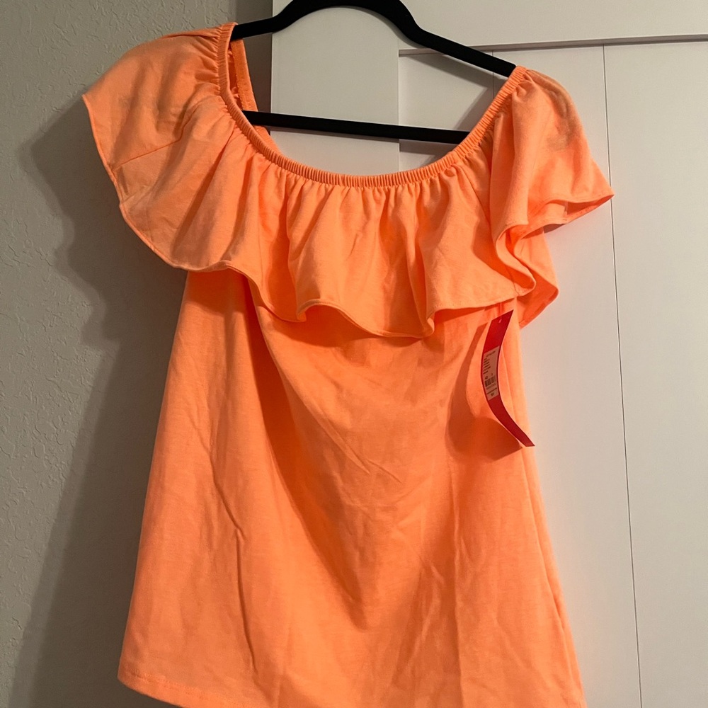 NWT Lilly Pulitzer Orange Ruffle Off-Shoulder Top